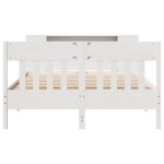 vidaXL Pat cu bibliotecă fără saltea, alb, 160x200 cm, lemn masiv pin vidaXL Pat cu bibliotecă fără saltea, alb, 160x200 cm, lemn masiv pin