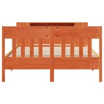 vidaXL Pat cu bibliotecă fără saltea maro 160x200 cm lemn masiv de pin