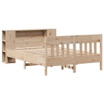vidaXL Pat cu bibliotecă fără saltea, 150x200 cm, lemn masiv de pin