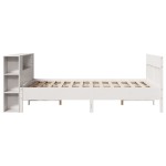 vidaXL Pat cu bibliotecă fără saltea, alb, 150x200 cm, lemn masiv pin vidaXL Pat cu bibliotecă fără saltea, alb, 150x200 cm, lemn masiv pin