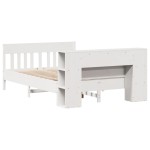 vidaXL Pat cu bibliotecă fără saltea, alb, 150x200 cm, lemn masiv pin vidaXL Pat cu bibliotecă fără saltea, alb, 150x200 cm, lemn masiv pin