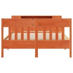 vidaXL Pat cu bibliotecă fără saltea maro 150x200 cm lemn masiv de pin