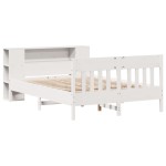 vidaXL Pat cu bibliotecă fără saltea, alb, 140x200 cm, lemn masiv pin