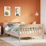 vidaXL Pat cu bibliotecă fără saltea, 120x200 cm, lemn masiv de pin vidaXL Pat cu bibliotecă fără saltea, 120x200 cm, lemn masiv de pin