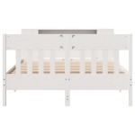 vidaXL Pat cu bibliotecă fără saltea, alb, 140x190 cm, lemn masiv pin vidaXL Pat cu bibliotecă fără saltea, alb, 140x190 cm, lemn masiv pin