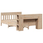 vidaXL Pat cu bibliotecă fără saltea, 120x190 cm, lemn masiv de pin vidaXL Pat cu bibliotecă fără saltea, 120x190 cm, lemn masiv de pin