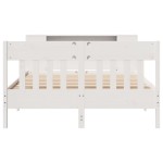 vidaXL Pat cu bibliotecă fără saltea, alb, 120x190 cm, lemn masiv pin vidaXL Pat cu bibliotecă fără saltea, alb, 120x190 cm, lemn masiv pin