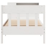 vidaXL Pat cu bibliotecă fără saltea, alb, 100x200 cm, lemn masiv pin vidaXL Pat cu bibliotecă fără saltea, alb, 100x200 cm, lemn masiv pin