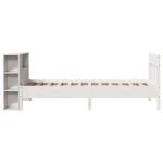 vidaXL Pat cu bibliotecă fără saltea, alb, 100x200 cm, lemn masiv pin vidaXL Pat cu bibliotecă fără saltea, alb, 100x200 cm, lemn masiv pin