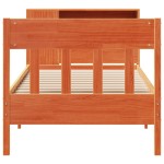 vidaXL Pat cu bibliotecă fără saltea, maro, 100x200 cm, lemn masiv pin vidaXL Pat cu bibliotecă fără saltea, maro, 100x200 cm, lemn masiv pin