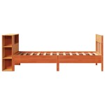 vidaXL Pat cu bibliotecă fără saltea, maro, 100x200 cm, lemn masiv pin vidaXL Pat cu bibliotecă fără saltea, maro, 100x200 cm, lemn masiv pin