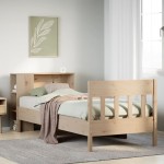 vidaXL Pat cu bibliotecă fără saltea, 90x200 cm, lemn masiv pin vidaXL Pat cu bibliotecă fără saltea, 90x200 cm, lemn masiv pin