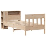 vidaXL Pat cu bibliotecă fără saltea, 90x200 cm, lemn masiv pin vidaXL Pat cu bibliotecă fără saltea, 90x200 cm, lemn masiv pin