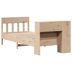 vidaXL Pat cu bibliotecă fără saltea, 90x190 cm, lemn masiv de pin vidaXL Pat cu bibliotecă fără saltea, 90x190 cm, lemn masiv de pin