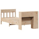 vidaXL Pat cu bibliotecă fără saltea, 75x190 cm, lemn masiv de pin
