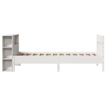 vidaXL Pat cu bibliotecă fără saltea, alb, 75x190 cm, lemn masiv pin vidaXL Pat cu bibliotecă fără saltea, alb, 75x190 cm, lemn masiv pin