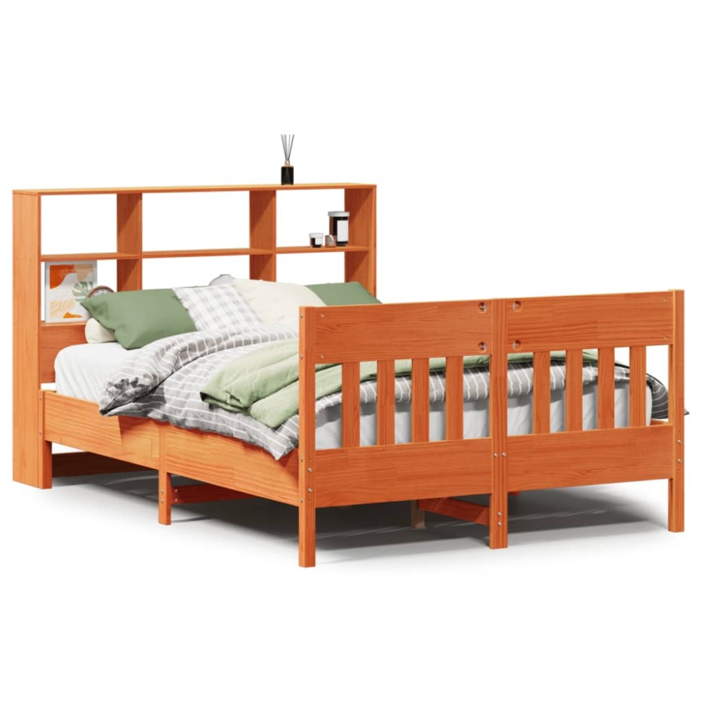 vidaXL Cadru de pat fără saltea, maro ceruit 150x200 cm lemn masiv pin
