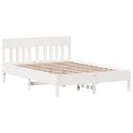 vidaXL Cadru de pat fără saltea, alb, 120x200 cm, lemn masiv pin vidaXL Cadru de pat fără saltea, alb, 120x200 cm, lemn masiv pin