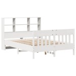 vidaXL Cadru de pat fără saltea, alb, 140x190 cm, lemn masiv de pin