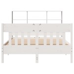 vidaXL Cadru de pat fără saltea, alb, 140x190 cm, lemn masiv de pin