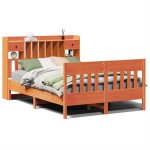 vidaXL Cadru de pat fără saltea, maro ceruit 140x200 cm lemn masiv pin vidaXL Cadru de pat fără saltea, maro ceruit 140x200 cm lemn masiv pin
