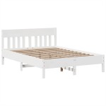 vidaXL Cadru de pat fără saltea, alb, 140x190 cm, lemn masiv de pin