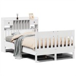 vidaXL Cadru de pat fără saltea, alb, 135x190 cm, lemn masiv de pin vidaXL Cadru de pat fără saltea, alb, 135x190 cm, lemn masiv de pin
