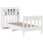 vidaXL Cadru de pat fără saltea, alb, 75x190 cm, lemn masiv de pin