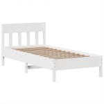 vidaXL Cadru de pat fără saltea, alb, 75x190 cm, lemn masiv de pin