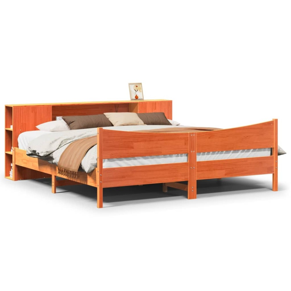 vidaXL Cadru de pat fără saltea, maro ceruit 180x200 cm lemn masiv pin