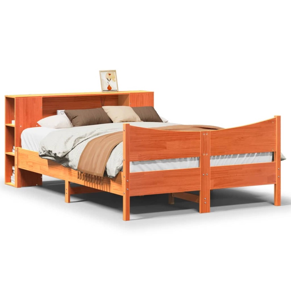 vidaXL Cadru de pat fără saltea, maro ceruit 140x200 cm lemn masiv pin