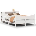 vidaXL Cadru de pat fără saltea, alb, 140x190 cm, lemn masiv de pin vidaXL Cadru de pat fără saltea, alb, 140x190 cm, lemn masiv de pin