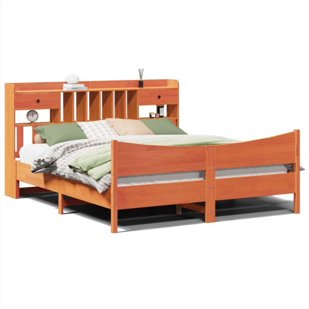 vidaXL Cadru de pat fără saltea, maro ceruit 180x200 cm lemn masiv pin