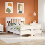 vidaXL Cadru de pat fără saltea, alb, 150x200 cm, lemn masiv pin vidaXL Cadru de pat fără saltea, alb, 150x200 cm, lemn masiv pin