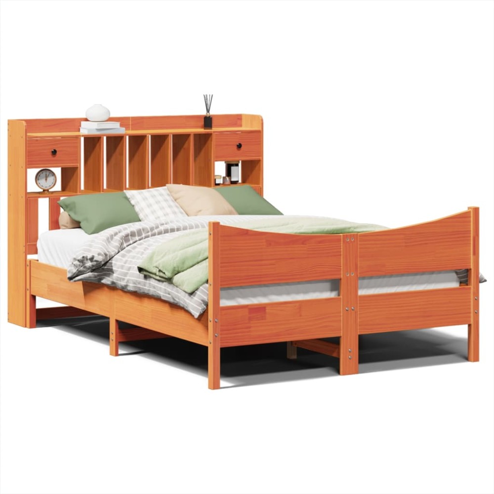 vidaXL Cadru de pat fără saltea, maro ceruit 150x200 cm lemn masiv pin