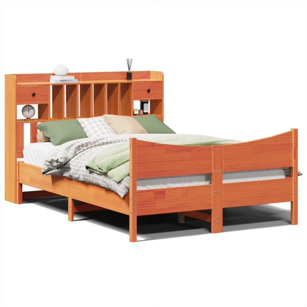 vidaXL Cadru de pat fără saltea, maro ceruit 140x200 cm lemn masiv pin