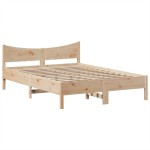 vidaXL Cadru de pat fără saltea, 140x190 cm, lemn masiv de pin