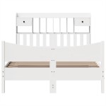 vidaXL Cadru de pat fără saltea, alb, 140x190 cm, lemn masiv de pin