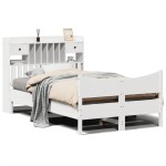 vidaXL Cadru de pat fără saltea, alb, 135x190 cm, lemn masiv de pin vidaXL Cadru de pat fără saltea, alb, 135x190 cm, lemn masiv de pin