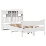 vidaXL Cadru de pat fără saltea, alb, 135x190 cm, lemn masiv de pin vidaXL Cadru de pat fără saltea, alb, 135x190 cm, lemn masiv de pin