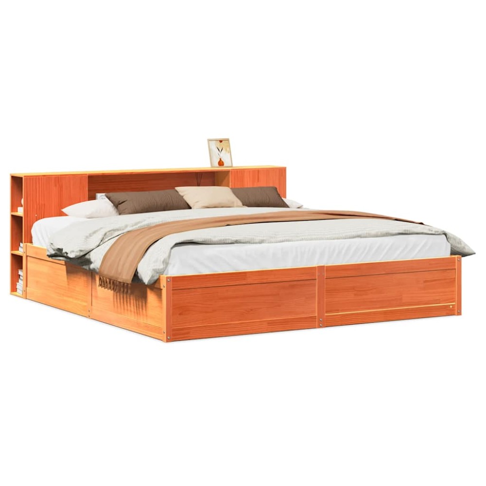 vidaXL Cadru de pat fără saltea, maro ceruit 180x200 cm lemn masiv pin