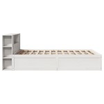 vidaXL Cadru de pat fără saltea, alb, 150x200 cm, lemn masiv pin vidaXL Cadru de pat fără saltea, alb, 150x200 cm, lemn masiv pin