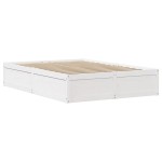 vidaXL Cadru de pat fără saltea, alb, 140x200 cm, lemn masiv pin