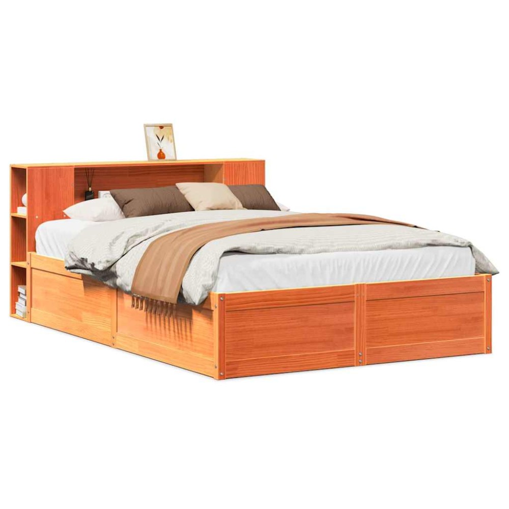 vidaXL Cadru de pat fără saltea, maro ceruit 140x200 cm lemn masiv pin