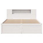 vidaXL Cadru de pat fără saltea, alb, 140x190 cm, lemn masiv de pin