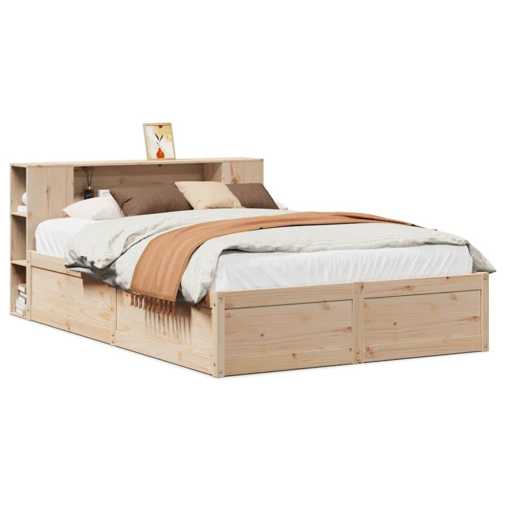 vidaXL Cadru de pat fără saltea, 135x190 cm, lemn masiv de pin