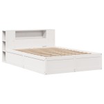 vidaXL Cadru de pat fără saltea, alb, 135x190 cm, lemn masiv de pin vidaXL Cadru de pat fără saltea, alb, 135x190 cm, lemn masiv de pin