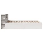 vidaXL Cadru de pat fără saltea, alb, 135x190 cm, lemn masiv de pin vidaXL Cadru de pat fără saltea, alb, 135x190 cm, lemn masiv de pin