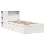 vidaXL Cadru de pat fără saltea, alb, 75x190 cm, lemn masiv de pin