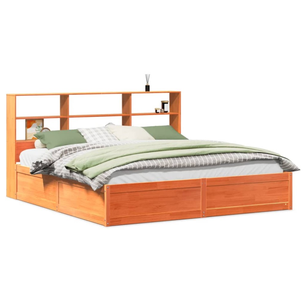vidaXL Cadru de pat fără saltea, maro ceruit 200x200 cm lemn masiv pin